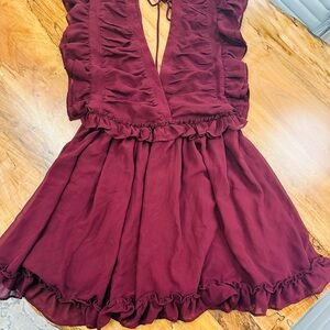 Women's Storia Burgundy Ruffled Dress Size Medium (T1)